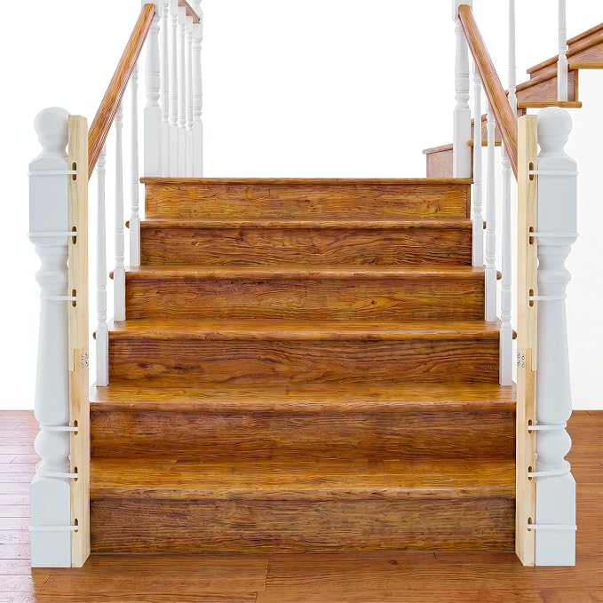2 Sets No Hole Baby Gate Banister Adapter, Wood Mounting Kit for Stairway, Fits Posts from 2 3/4 inches to 3 1/2 inches Wide with Square or Round Tops up to 33" Tall