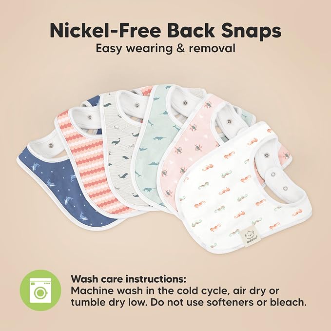 8-Pack Organic Baby Bibs for Boys, Girls - Soft Cotton Drooling and Teething Bibs for Baby Girl & Boy, Extra Absorbent, Easy to Clean & Put On for Toddler, Newborn, Infant 0-24 Months (Marine Muse)