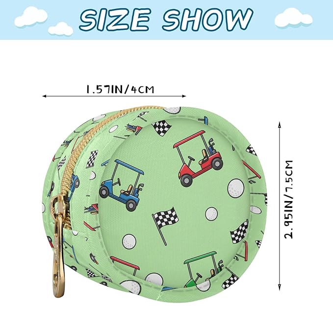 Golf Ball Green Pattern Pacifier Holder Case with Metal Clip Portable Pacifier Pouch for Travel