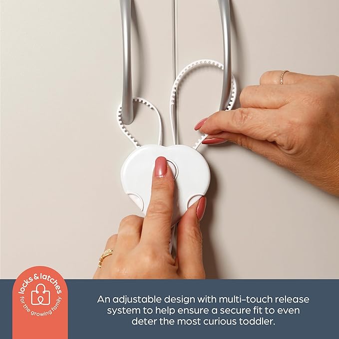 Dreambaby Child Proof Cabinet Locks - Flexi Locks for Baby Proofing Cabinets - Adjustable Fit with Multi-Action Release