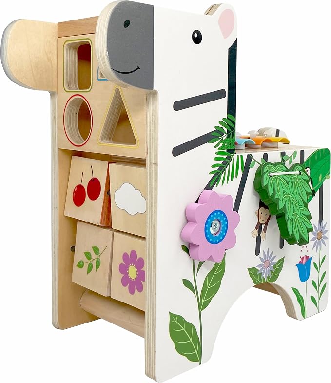 Teamson Kids - Preschool Zebra Wooden Activity Play Center with Xylophone