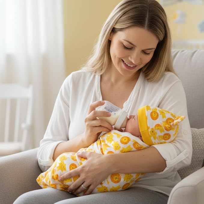 Ramede 6 Pack Swaddle Blanket with Hats for Baby Girl Boy 100% Cotton Swaddles 0-3 Months, Adjustable Breathable Skin Friendly Receiving Blanket Wrap, Essential for Newborns(Rainbow,Yellow)