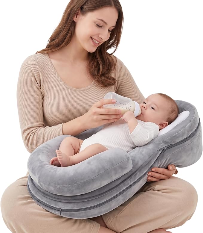 Baby Feeding Pillow, Baby Nursing Pillow and Breastfeeding Pillow for Mom: Wider Feeding Cushion with Detachable Layers, Ergonomic Nursing Pillow for Daily Feeding Support