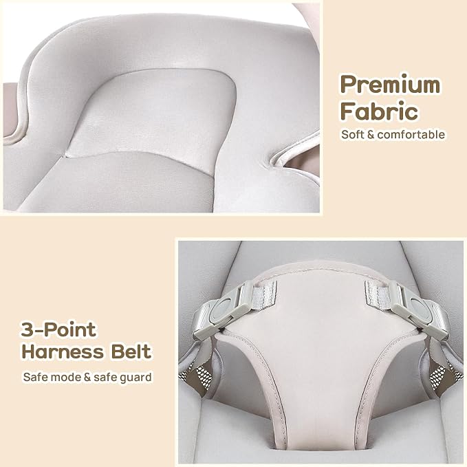 Electric Baby Swing with Remote Control - 5 Natural Motion Speeds, Detachable Seat Pad | Portable Infant Swing for Indoor/Outdoor Use (0-6M, 20lbs) (Beige)