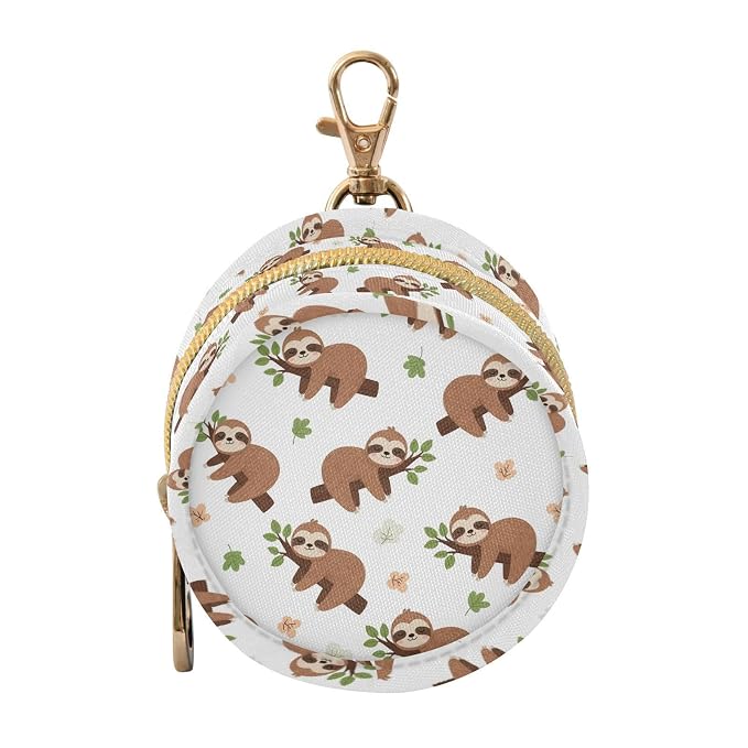 Cartoon Sloths White Print Pacifier Holder Case for Diaper Bag Portable Travel Pacifier Storage Case with Clip Newborn Baby Pouch for Baby Boys Girls Outdoor Purse