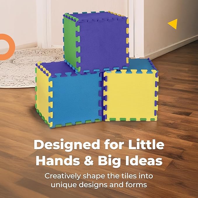 MioTetto Baby Play Mat, Soft Foam Floor Tiles for Kids. Adjustable Interlocking Foam Tiles, Fits with 50x50 Playpen Baby mat for Crawling & Development, Safe & Non-Toxic Playmat for Babies 6-12 Months