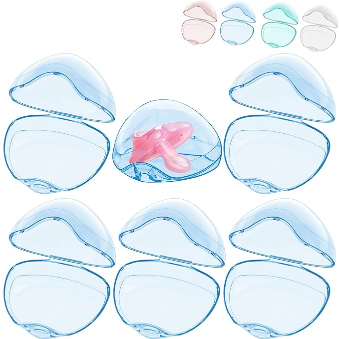 Pacifier Case,6 Pack BPA Free Pacifier Holder Case,Transparent Container Box for Baby Binky（Not Included),Essential Pacifier Accessories,Alway Keep Paci Clean,Easy to Clean(Blue)