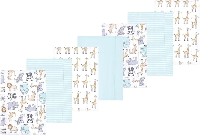 Luvable Friends Hudson Baby Flannel Burp Cloths 7pk, Kangaroo Pastel