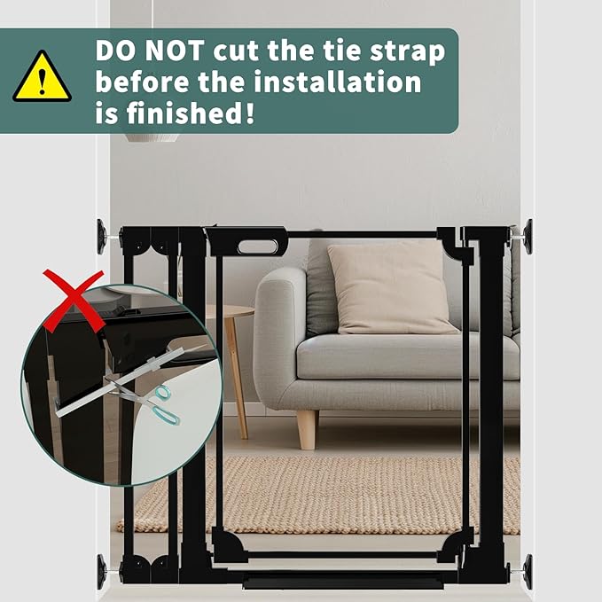 AiWMGL Clear Baby Gate 29.13-37.79" Wide Acrylic Safety Proof Dog Puppy Pet Barrier for Stairs, Transparent Adjustable Pressure Mounted No Drill Auto Close Indoor, Doorways, Hallway,Black