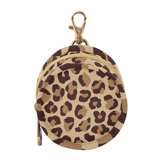 Leopard Pattern Polyester Pacifier Holder Case Portable Container Accommodate Baby Binky Cover Pouch Pacifiers Storage Case with Circular Buckle