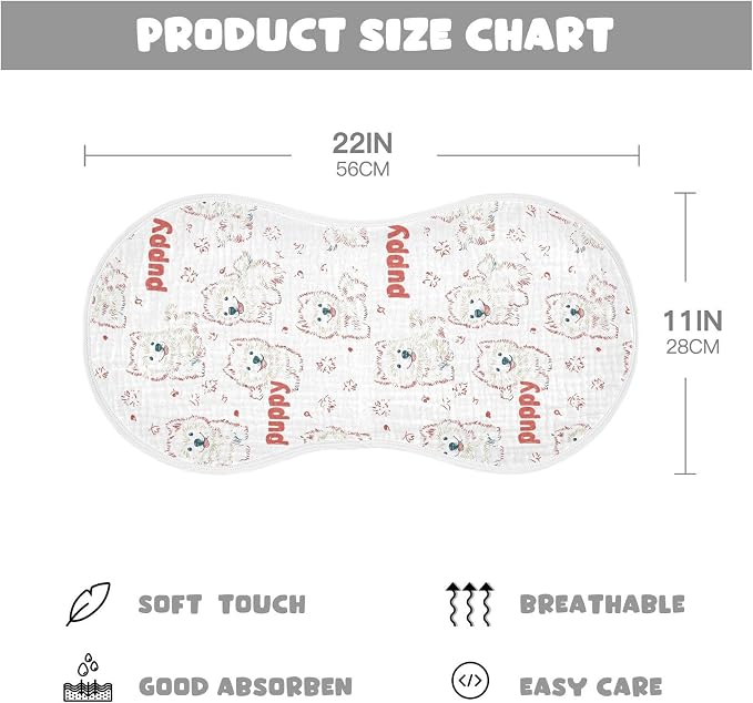 vvfelixl Baby Burp Cloths Cute Puppy Samoyed Baby Newborn Cotton Burping Cloths Set Babys Washcloths 4 Pack