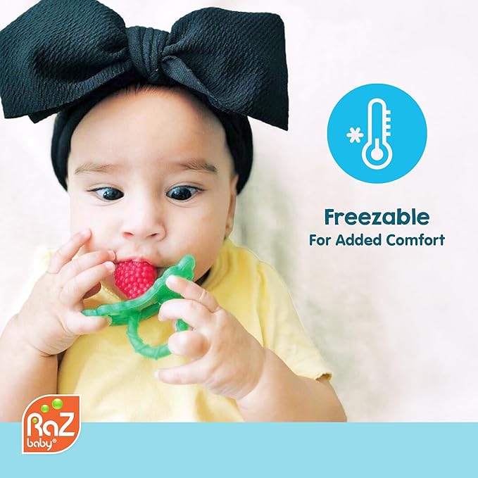 RaZbaby Dragon RaZbuddy w/RaZberry Teething Relief Pacifier ??Soothes Sore Gums w/Nature-Inspired Texture, 100% BPA-Free Silicone Teether, Detachable Stuffed Animal ??3 Months+ Teether, Mint