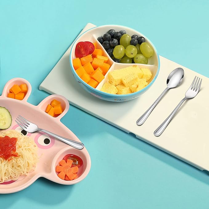 LIANYU 16-Piece Kids Childrens Silverware Set, Include 8 Kids Spoons and 8 Kids Forks, Stainless Steel Toddler Utensils Flatware Set, Child Cutlery for Home Preschools, Dishwasher Safe