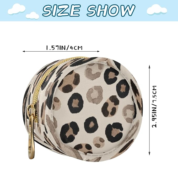 Pacifier Holder Leopard Print Pacifier Storage Case with Zipper & Metal Hook Buckle Portable Container for Baby Binky