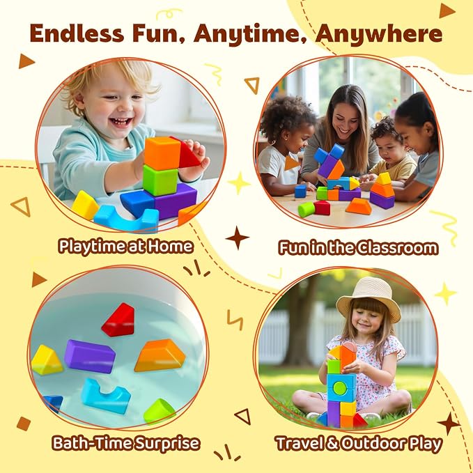 Pairez Toys Magnetic Blocks with Multiple Shapes, 1.65 inch Large Magnetic Building Cubes for Kids, Sensory Montessori Stacking Toys for Boys & Girls Ages 3 4 5 6 (21pcs)