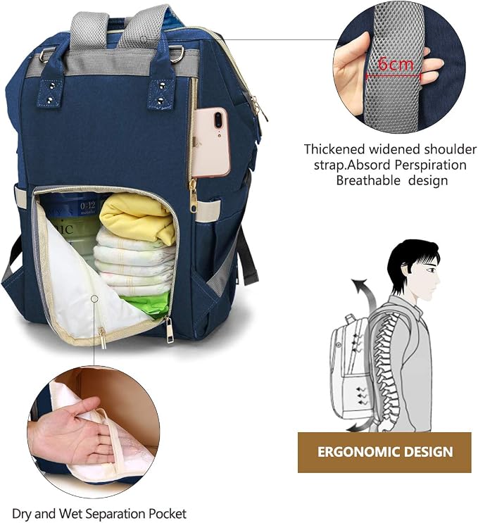 BALCONY & FALCON Multi-Functional Diaper Bag Backpack with Changing Pad Waterproof Nappy Bag