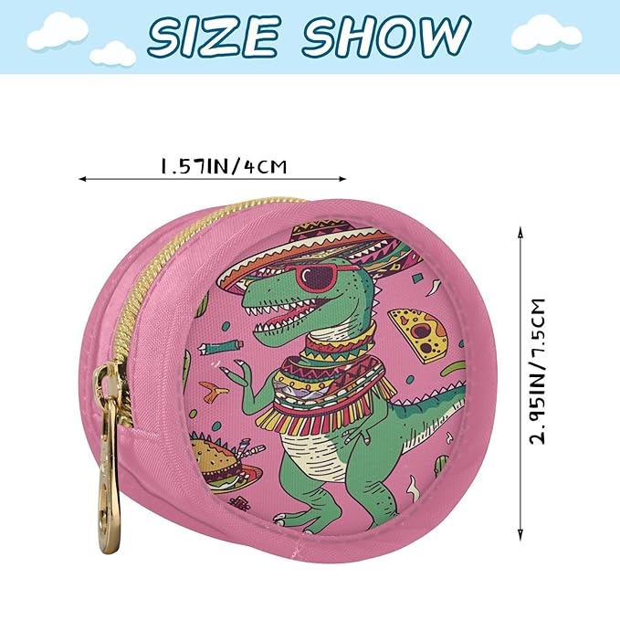 Pacifier Holder with Clip Pacifier Case for Diaper Bag Round Baby Pacifier Pouch Box Bag Portable Cool Dinosaur Guitar Cactus