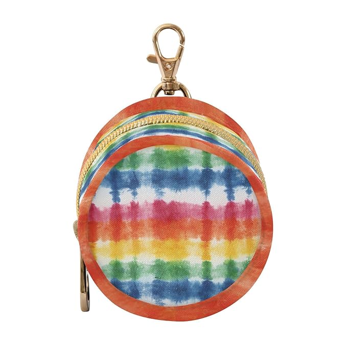 Pacifier Holder with Clip Pacifier Case for Diaper Bag Round Baby Pacifier Pouch Box Bag Portable Colorful Tie Dye Stripes