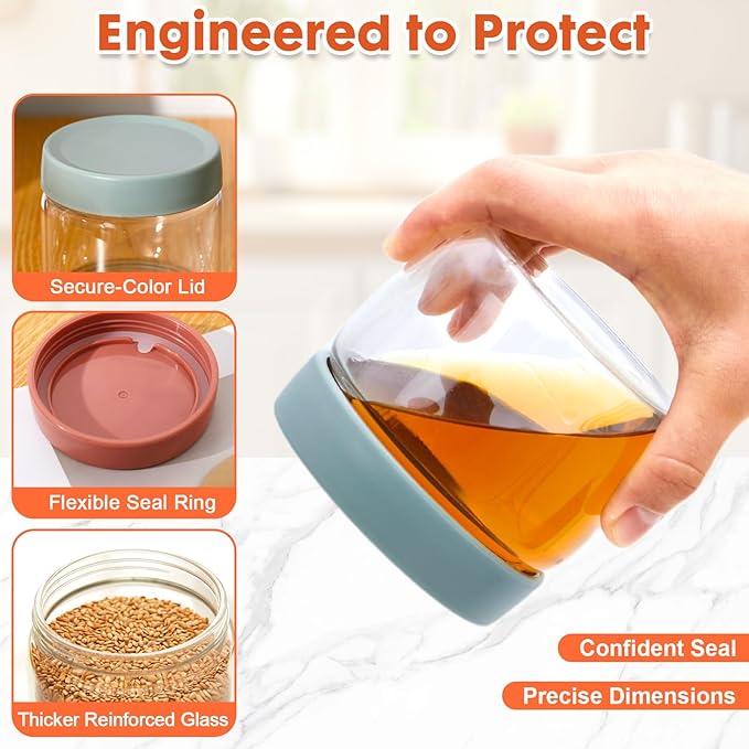 Premium 10oz Borosilicate Glass Jars with Airtight Lids (6 Pack) ??Freezer to Oven Safe (-4°F to 446°F) ??For Overnight Oats, Chia Pudding, Yogurt Parfaits, Dressings, Sauces & More