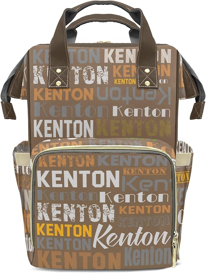 Custom Name Boy Baby Bags, Nylon Personalized Diaper Bag Backpack for Baby Boy Mom, Brown, Large Capacity, Waterproof, Multifunctional, Adjustable Shoulder Straps