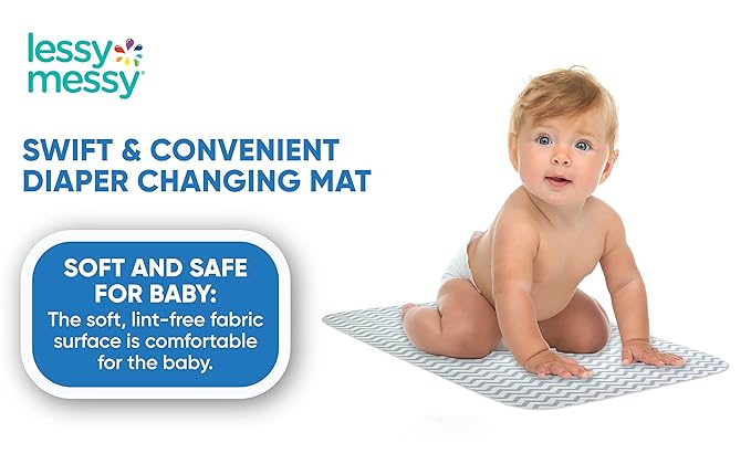 Portable Diaper Changing Mat - Extra Large Waterproof Travel Changing Pad | Machine Washable & Dryer Safe | Wipeable Baby Changing Mat for Nursery, Car, & On-The-Go (Grey)