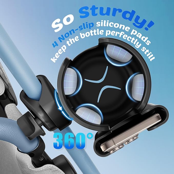 Guiseapue Cup Holder for Walker: Stroller Cup Holder Attachment with Phone Holder, Wheelchair/Stroller Accessories for Rollator, Bike, Scooter, Baby Essentials, First Mother?˜s Day Gifts for New Mom