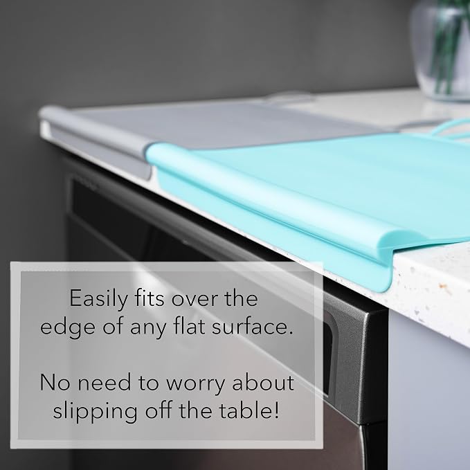 The Table Tyke Table Tyke Placemat XL Silicone Baby Placemat with Teething Edge Bumper - Waterproof Toddler Table Mat for Eating, BPA Free, Dishwasher Safe (Sky Blue)