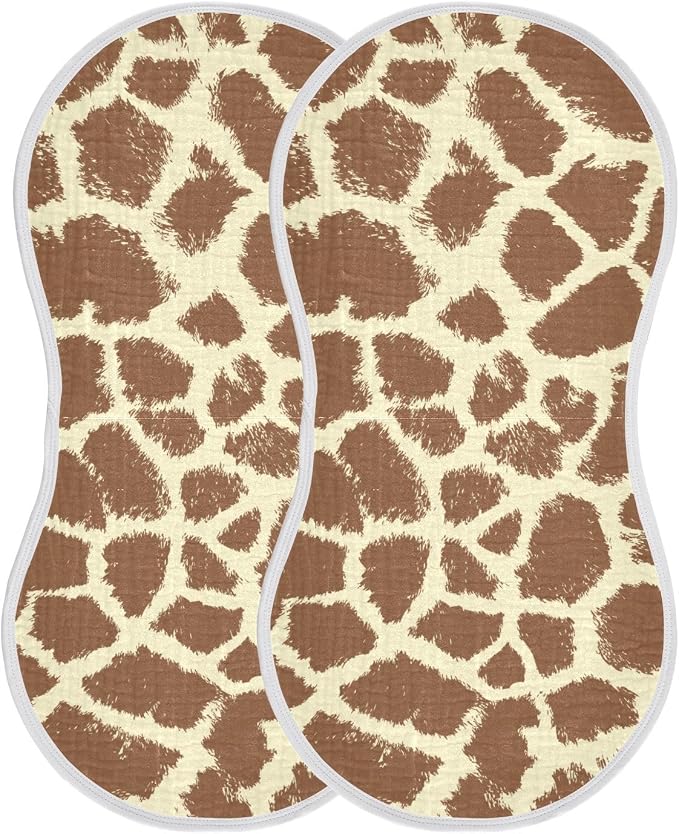 Muslin Burp Cloths for Baby Boys and Girls - 4-Pack Ultra Absorbent Giraffe Print Muslin Washcloths, Newborn Towel, Milk Spit Up Rags, Burp Cloth Bib for Unisex, 22 x 11 Inch