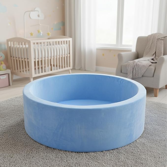 Foam Baby Ball Pit, 35.4"x 11.8" Ball Pits for Toddlers, Soft Round Kiddie Playpen Ball Pool for Kids with Soft Memory Sponge, Ideal Gift for Babies Indoor and Outdoor Game,Blue(Balls not Included)