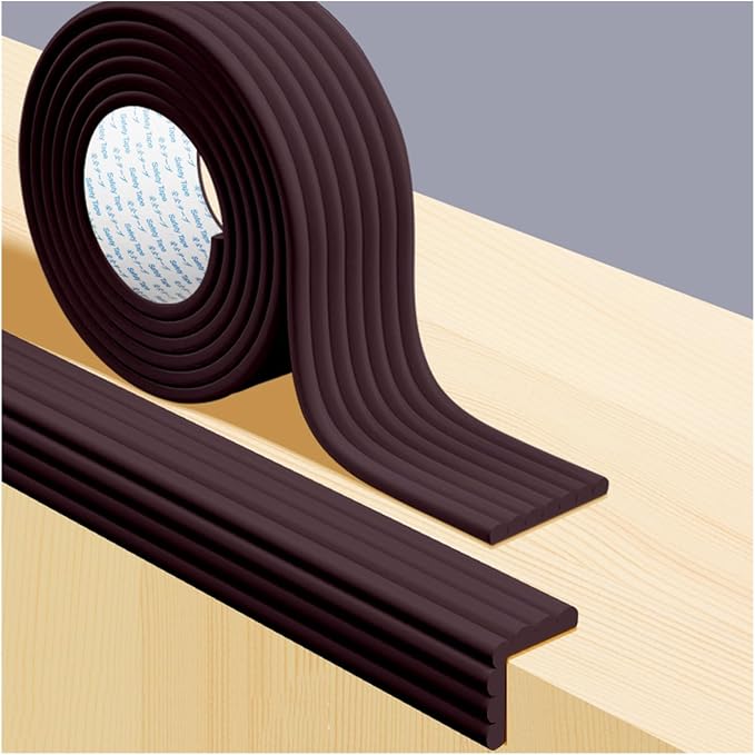 XPLKQXE Proofing Foam Bumper Set, Safety Guards Proof Bumper Guard, Coffee Table Edge Corner Protector Padding for Sharp Corners of Cabinets, Tables, Drawers (Color : Brown, Size : 2pcs)