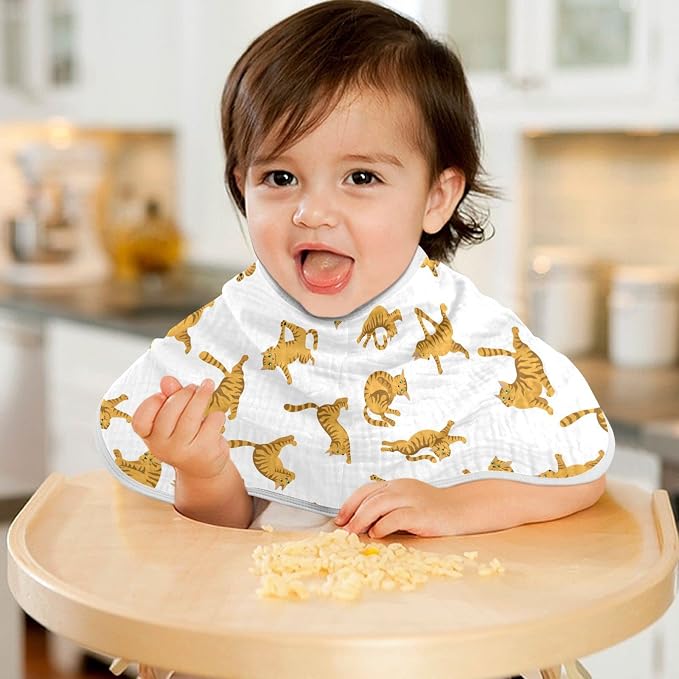 Yoga Tabby Cat Muslin Burp Cloths for Baby 4 Pack Soft 100% Cotton Super Absorbent Baby Washcloths Bibs for Boy Girl