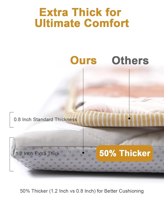 TINYHARBO Premium Foam Baby Play Mat 50" x 50" ??Removable & Machine Washable Cover, Extra Thick Padding Playpen Mat, Non-Slip Crawling Mat, Easy to Clean for Infants, Toddlers & Babies