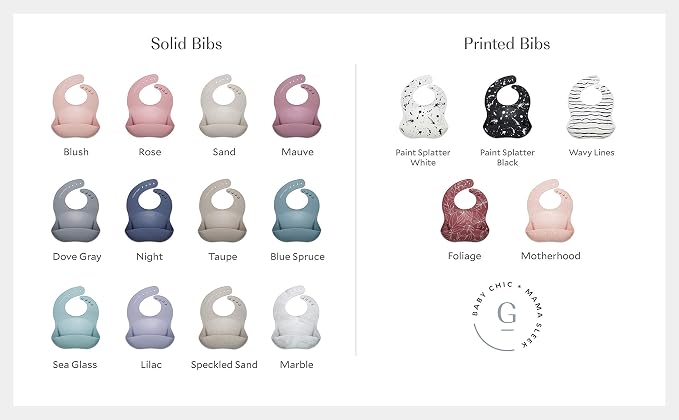 Goobie Baby Silicone Baby Bib with Food Catcher - Adjustable Waterproof Feeding Bib for Babies and Toddlers 4 to 36 Months in Stylish Colors for Girl and Boy - Modern, Soft, Easy to Clean (Foliage)