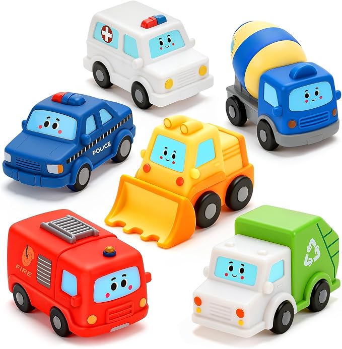 6 Pack Baby Bath Toys for Kids Ages 1-3, No Hole Vehicle Floating Bath Tub Toys for Toddlers 1 2 3 4, Mold Free Bathtub Toys Water Pool Toys for Boys Girls Gift