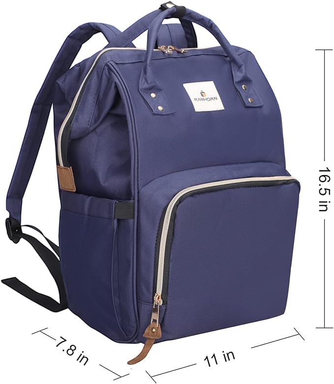 Ramhorn Diaper Bag Backpack Multifunction Waterproof Travel Back Pack for Mom Blue