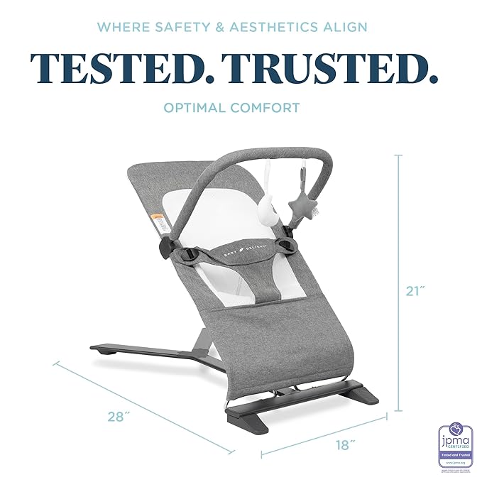 Baby Delight Alpine Deluxe Portable Bouncer | Infant | 0 – 6 months | Charcoal Tweed