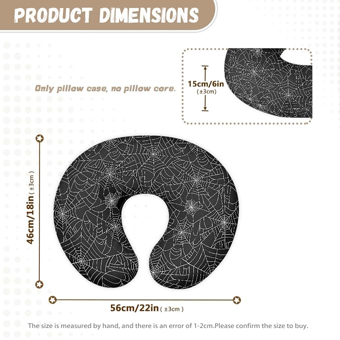 Jeiento Spider Web Nursing Pillow Covers for Breastfeeding Elastic U-Shaped Feeding Pillow Covers Premium Quick-Dry Fabric Cover Slipcover,Gift for Women Newborn