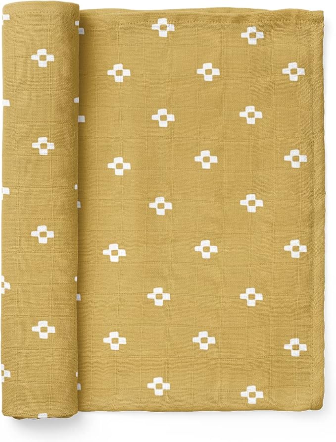 Mini Wander Swaddles for Newborns Muslin Swaddle Blankets - Breathable Soft Receiving Blanket Baby Essentials | 47 x 47 Cotton - Boho Squares (Citrus)