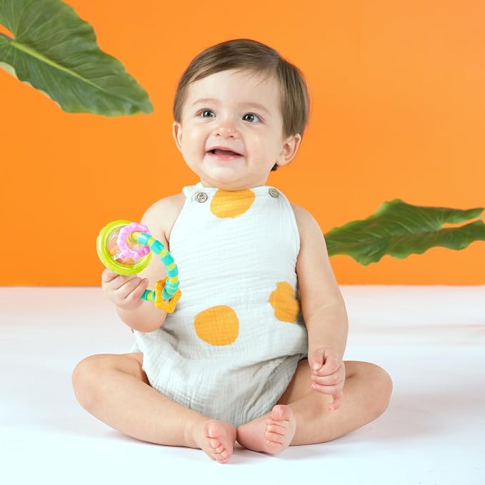 Bright Starts Grab & Spin Baby Rattle & BPA-Free Teether Toy, Ages 3 Months+ 1 Count (Pack of 2)