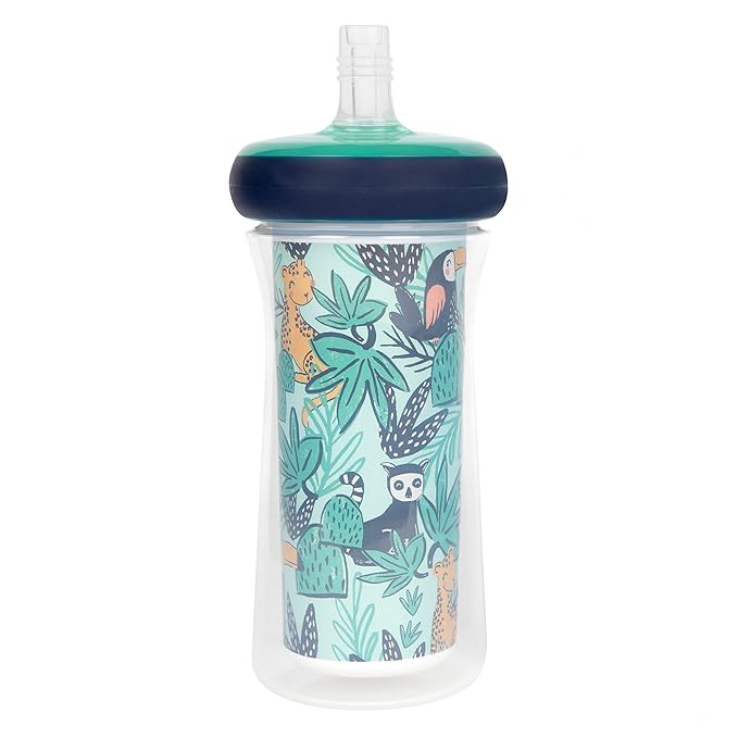 The First Years Insulated Straw Cup for Toddlers 2pk ??Wild and Free & Marbled ??Dark Blue, 9 ounces
