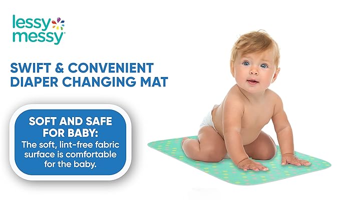 Portable Baby Changing Mat - Extra Large Waterproof Diaper Changing Pad | Machine Washable & Dryer Safe | Wipeable Surface for Easy Cleaning | Stylish Polka Dot Design