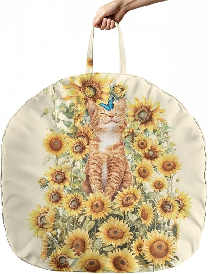 Sunflower Cat Pillow Cover Breastfeeding Pillow Slipcover for Baby Boys & Girls Nursing Pillow Case for Newborn Soft Fabric Fits Snug On Infant Washable & Breathable