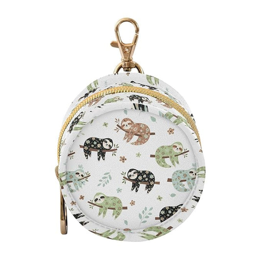 Cartoon Sloths Flowers White Print Pacifier Holder Case for Diaper Bag Portable Travel Pacifier Storage Case with Clip Newborn Baby Pouch for Outdoor Purse Baby Boys Girls