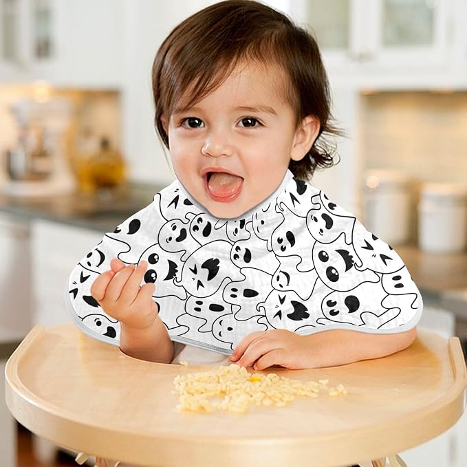 Muslin Burp Cloths for Baby Boys and Girls - 1-Pack Ultra Absorbent Halloween Ghosts Muslin Washcloths, Newborn Towel, Milk Spit Up Rags, Burp Cloth Bib for Unisex, 22 x 11 Inch