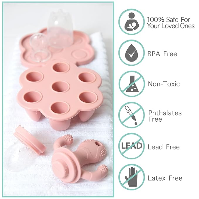 Little Twig Baby Fruit Feeder Pacifier & Teether Set ??Silicone Baby Food Feeder with Freezer Tray, BPA Free Teething Toy for Infants, Breast Milk Pops, Fruit & Puree Feeder, Baby Led Weaning Kit