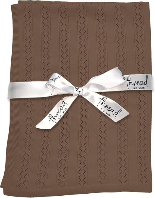 The Vintage Blanket - 100% Organic Cotton Baby Blanket, American Made, 30x40in - Bassinet, Crib, Stroller - Gift Registry Baby Shower for Newborns and Kids (Latte)