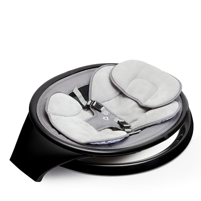 Munchkin Electric Baby Swing, Portable and Lightweight, Bluetooth Enabled Infant Rocker with Natural Sway in 5 Ranges of Motion, Newborn Nursery Essentials, Black/Grey