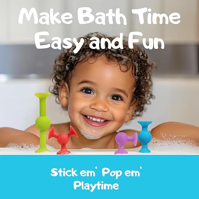 Silly Suckers Suction Toy Set - Educational Baby Bath Toys - Sensory Montessori Building Game - Toddler Bath Toys - Interactive, Creative Suction Construction Toys for Kids 100% BPA-Free & Latex-Free