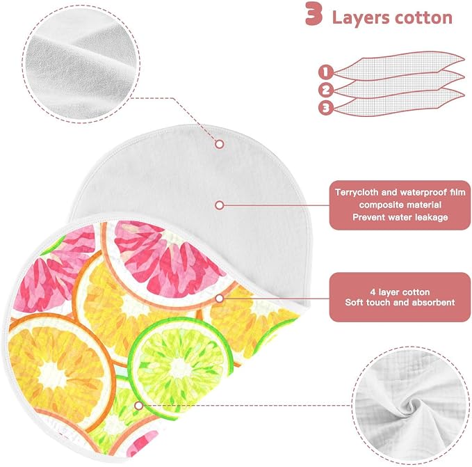 vvfelixl Muslin Burp Cloths Orange Grapefruit Lime Lemon Baby Washcloths for Baby Girl Boys 2 Pack