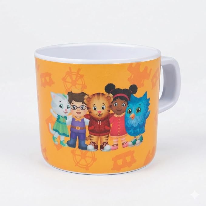 Daniel Tiger's Neighborhood Daniel Tiger Mealtime Feeding Set for Kids and Toddlers - Includes Plate, Bowl, Cup, Fork and Spoon Utensil Flatware - Durable, Dishwasher Safe, BPA Free (5 pieces,Yellow)